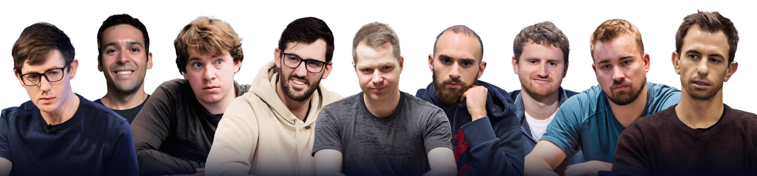 PokerCoaching's coaching staff collage, the full roster of pros included in the bundle.